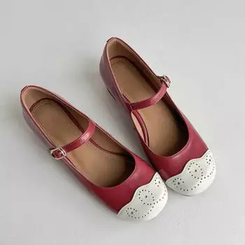 Летняя обувь Krazing Pot из овчины с круглым носком на толстом низком каблуке, женские туфли-лодочки Мэри Джейн с резьбой и украшением 34 чёрный