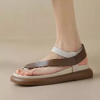 Летняя обувь Krazing Pot из овчины с открытым носком на плоской платформе и пряжкой на ремешке, повседневные женские сандалии для отдыха 34 чёрный