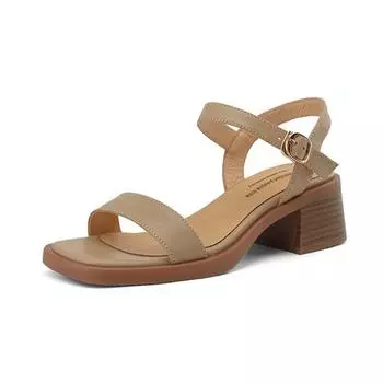 Летняя обувь Krazing Pot из овчины с открытым носком на массивном каблуке, базовая одежда, римские офисные женские сандалии 34 абрикосовый