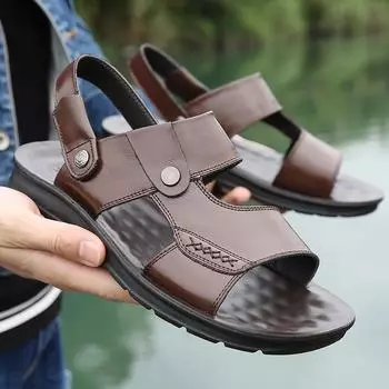Летняя обувь Man Fashion Sandals Mens Casual Sandals Holiday Casual Beach Тапочки 38 чёрный