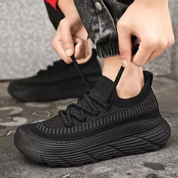 Летняя обувь, мужская модная повседневная обувь, летающая тканая обувь с дышащей сеткой, спортивная обувь с сетчатой подъёмной платформой 39