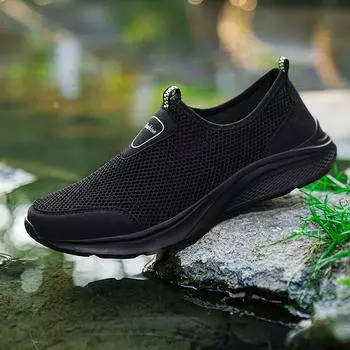 Летняя обувь, мужская повседневная обувь, модные легкие дышащие кроссовки для ходьбы, мужские сетчатые туфли на плоской подошве, размер плюс 47 6.5 хаки