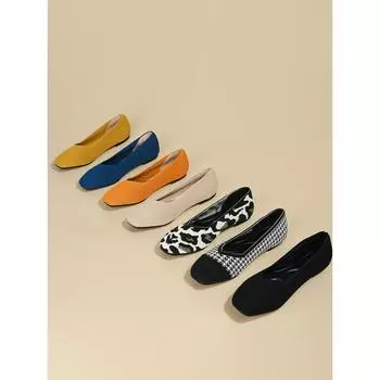 Летняя обувь с квадратной головкой, вязаная плетеная обувь, нескользящие мягкие однотонные туфли, женские удобные шапочки на плоской подошве 34
