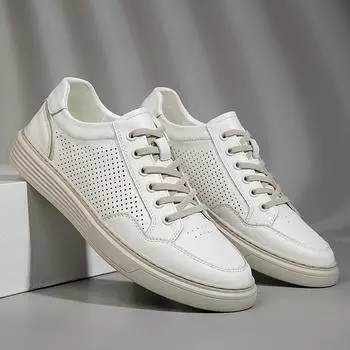 Летняя обувь с открытым верхом, дышащая, спортивная, для бега, мягкая подошва, повседневная обувь, мужская кожаная обувь, обувь для скейтбординга на шнуровке 37