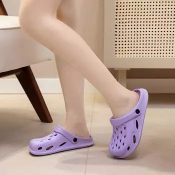 Летняя обувь с отверстиями, мужские и женские кроссовки из ЭВА, уличные дышащие тапочки, домашние нескользящие садовые сандалии для пар, пляжная обувь Baotou 40 чёрный