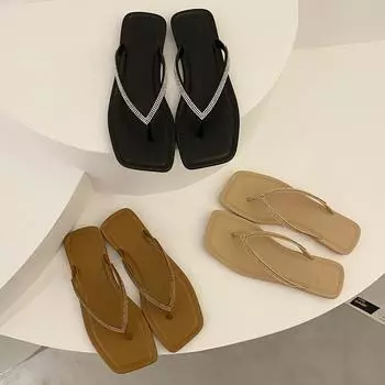 Летняя обувь, сандалии и тапочки. Женские шлепанцы с плоской подошвой Joker. Удобные сандалии и тапочки больших размеров. 36 чёрный