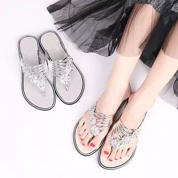 Летняя обувь Сандалии и тапочки Женские тапочки Сандалии Joker Word с плоской подошвой Удобные шлепанцы больших размеров. 36 чёрный