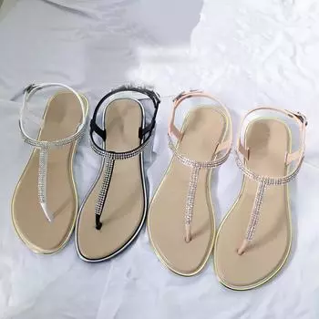 Летняя обувь Сандалии с плоским носком Удобная обувь больших размеров 36 чёрный