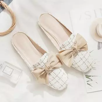 Летняя обувь, удобные большие размеры, жемчужные тапочки, женские повседневные сандалии на плоской подошве с бантом и женские тапочки 35 белый