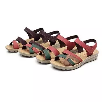 Летняя обувь Женская мода Женские сандалии Мягкая подошва Нескользящие сандалии большого размера Пляжная обувь 35 красный