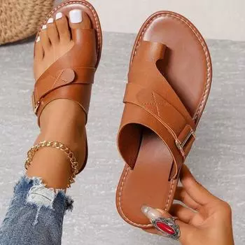 Летняя обувь. Женская обувь больших размеров на плоской подошве, повседневные женские удобные сандалии и тапочки. 36 чёрный