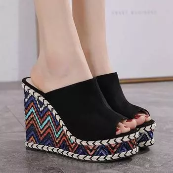 Летняя обувь Женская обувь на танкетке Модная обувь для увеличения роста Женские сандалии на платформе 35