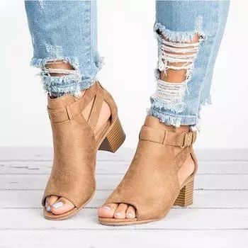 Летняя обувь Женская обувь на толстом каблуке Босоножки Модные дизайнерские туфли-лодочки Босоножки для вечеринок 34 чёрный