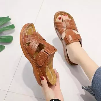 Летняя обувь, женская обувь, удобные сандалии больших размеров, тапочки на платформе в стиле ретро, женские сандалии 35 синий