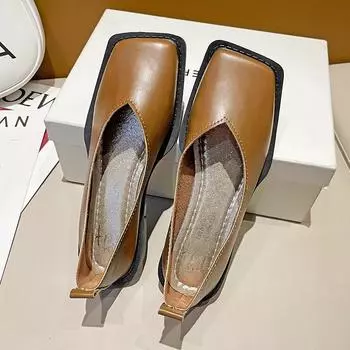 Летняя обувь, женская обувь, женские мокасины с квадратным носком, осенние повседневные кроссовки с открытым носком, мягкое платье в стиле ретро, осень 35