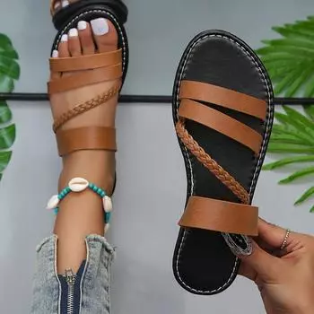 Летняя обувь, женские тапочки, удобные женские сандалии и тапочки на плоском каблуке больших размеров 36 чёрный