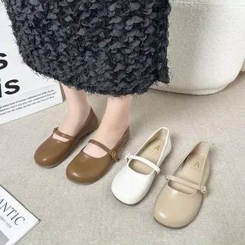 Летняя обувь Женские туфли Explosion Женские туфли Single Shoes Мягкая подошва Толстый каблук Туфли Mary Jane Туфли 36 хаки