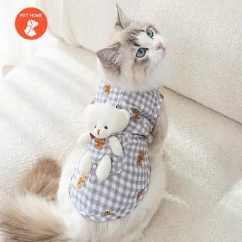 Летняя одежда для домашних животных, милое пальто с принтом, рубашка-рубашка для маленьких и средних собак, кошек, Тедди, французский бульдог, чихуахуа, летняя одежда XS