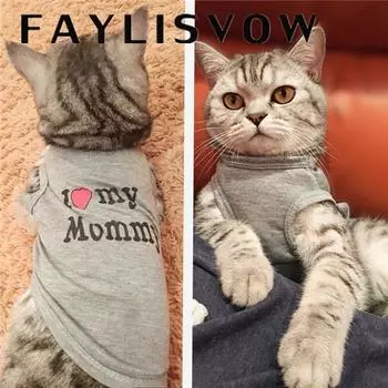 Летняя одежда для домашних животных, одежда для собак, хлопковый жилет для домашних животных, жилет для щенков L(Mommy) серый