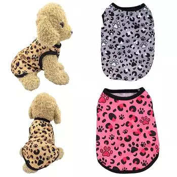Летняя одежда для кошек, дышащий жилет с леопардовым принтом для маленьких и средних собак, одежда для кошек и щенков, пальто для собак, уличный костюм для бигля XS серый