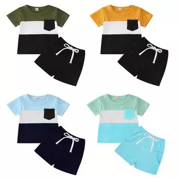 Летняя одежда для маленьких мальчиков: футболка, топ и шорты, комплект одежды из 2 предметов 110