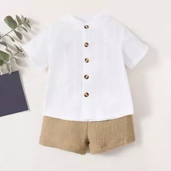 Летняя одежда для маленьких мальчиков и девочек, футболка с короткими рукавами, топы + короткие штаны, комплект из двух предметов, однотонный комплект одежды 9-12M