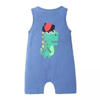 Летняя одежда для маленьких мальчиков и девочек, хлопковый милый комбинезон без рукавов с принтом динозавра, цельный комбинезон, комбинезон XXL