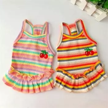 Летняя одежда для щенков, нарядное платье для собак мелких пород, короткая юбка для домашних животных, цельный костюм померанского шпица, Ropa Perro, Roupa Vestido S