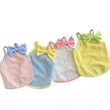 Летняя одежда для собак с бантом, дышащая одежда для щенков, пальто для домашних животных, жилет для маленьких собак, тонкая одежда, летняя одежда для кошек XS белый