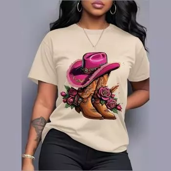 Летняя одежда для уличного музыкального фестиваля Vitality, джинсовые ботинки, футболка с круглым вырезом и леопардовым принтом, легкий повседневный топ высокого качества S