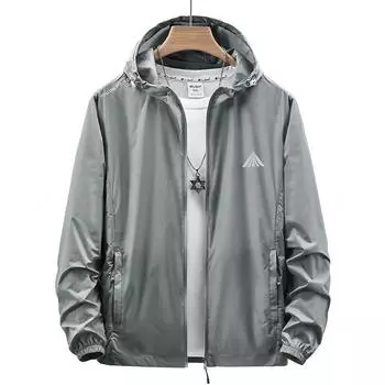 Летняя одежда для защиты от солнца для мужчин, тонкая модная брендовая куртка с капюшоном, спортивная одежда для защиты от солнца Ice Silk для мужчин M