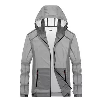 Летняя одежда для защиты от солнца для мужчин, тонкая модная абсолютно новая куртка с капюшоном, спортивная одежда для защиты от солнца Ice Silk для мужчин M