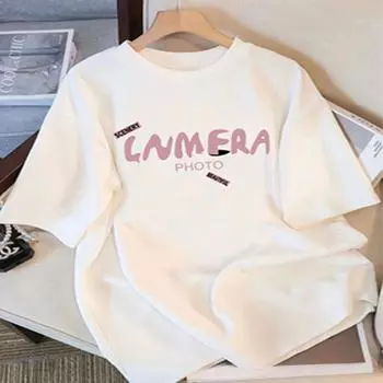 Летняя одежда, футболка с коротким рукавом, женская свободная футболка с половиной рукава в Гонконгском стиле, топ S