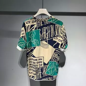 Летняя одежда, футболка с короткими рукавами, мужские трендовые топы, универсальные красивые модные футболки 2XL