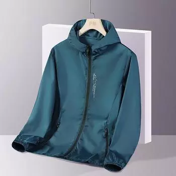 Летняя одежда из ледяного шелка с капюшоном и солнцезащитным кремом, тонкая часть ультрафиолетовой дышащей куртки с принтом, модная мужская куртка для активного отдыха XXXXXL синий