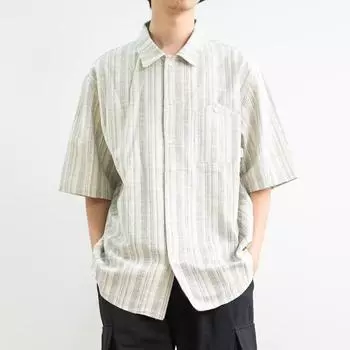 Летняя одежда мужская ретро повседневная рубашка студенческая свободная нишевая дизайнерская забавная новая мужская верхняя часть для ношения на открытом воздухе M хаки
