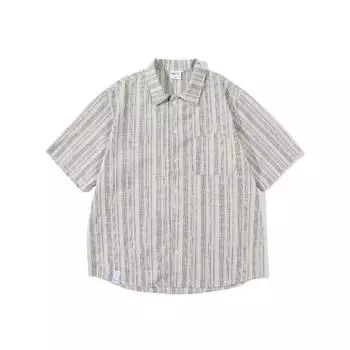 Летняя одежда мужская ретро повседневная рубашка студенческая свободная нишевая дизайнерская забавная новая мужская верхняя часть для ношения на открытом воздухе M хаки