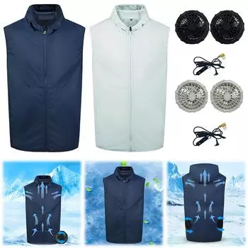 Летняя одежда с кондиционером для мужчин и женщин, охлаждающий жилет, походная одежда для работы при высоких температурах, жилет для рыбалки M темно-синий