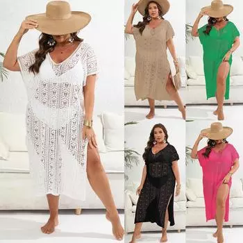 Летняя однотонная блузка-бикини с v-образным вырезом размера плюс, женская эстетичная повседневная свободная одежда с короткими рукавами и открытыми плечами, женская винтажная одежда с открытой вилкой и открытыми плечами One Size чёрный