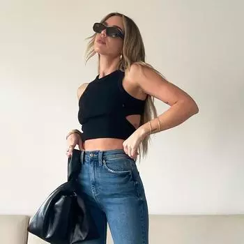 Летняя однотонная футболка без рукавов, женские трикотажные топы с боковыми отверстиями, трикотажные топы, базовая одежда, уличная одежда S чёрный