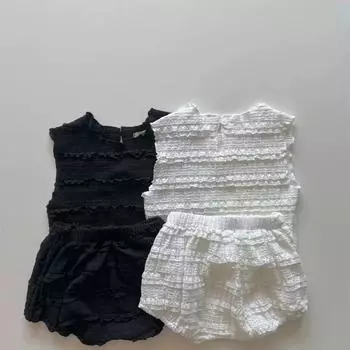 Летняя однотонная одежда для маленьких девочек, модный топ без рукавов для маленьких девочек + шорты, детская одежда для девочек 73