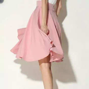 Летняя однотонная повседневная юбка трапециевидной формы с высокой талией для скейтбординга средней длины и половинной длины S розовый