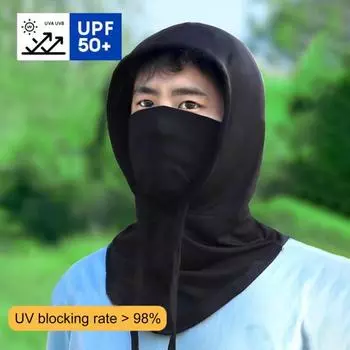 Летняя охлаждающая Балаклава с защитой от УФ-излучения, отличная воздухопроницаемость, эластичный чехол на всю голову для мужчин и женщин, велосипедный мотоцикл, рыболовный капюшон чёрный