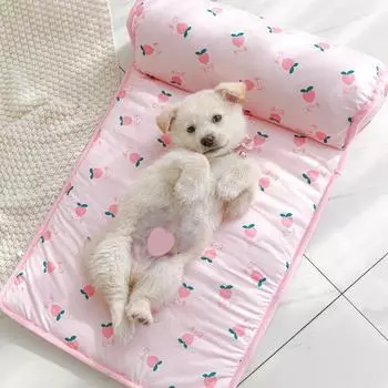 Летняя охлаждающая кровать для собаки, удобная подушка, противоскользящий коврик для сна для собаки, коврик для котенка, щенка, милый мультяшный узор, кровать для домашнего животного с подушкой S