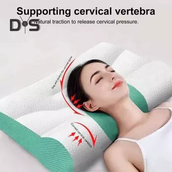 Летняя охлаждающая подушка с медленным отскоком, эластичная, облегчающая боль в шее, подушка для сна, улучшающая кровообращение, моющаяся, поддерживающая шейный отдел позвоночника, удобная для сна на боку S синий