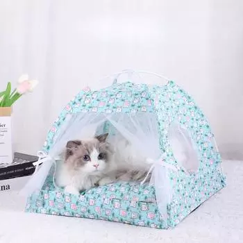 Летняя палатка для домашних животных, полузакрытая складная, дышащая, съемная, кошачья палатка-гнездо для уличного питомца S