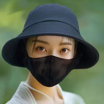 Летняя панама с маской для женщин, широкополая шляпа от солнца, пляжные козырьки от солнца, кепки с хвостиком для рыбалки