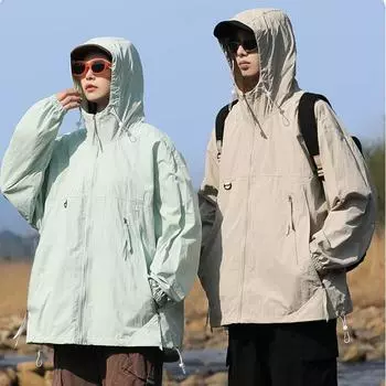 Летняя пара тонкое дышащее пальто с защитой от ультрафиолета, уличная солнцезащитная одежда, мужская одежда L белый