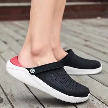 Летняя парная пляжная спортивная обувь для воды, повседневные уличные сандалии, мужские тапочки без шнуровки, мужские сабо, шлепанцы, обувь на плоской подошве для мальчиков 37 красный