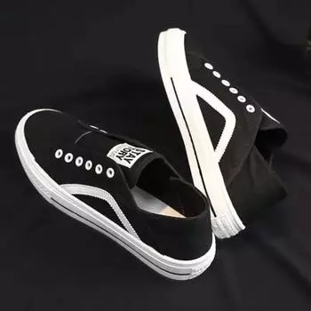 Летняя парусиновая обувь для мужчин, мужские мокасины, удобные дышащие мужские туфли из вулканизированной кожи 2025 года, мужская парусиновая обувь Scarpe Uomo 39 чёрный